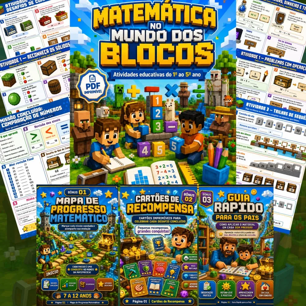 Matemática no Mundo dos Blocos com atividades e materiais extras